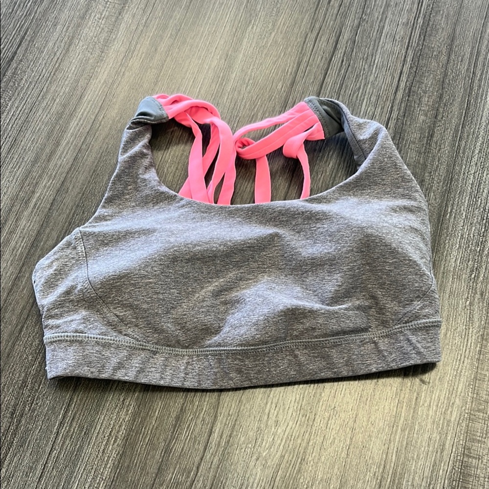 Lululemon Gray and Pink Women's Sports Bra. Size 6